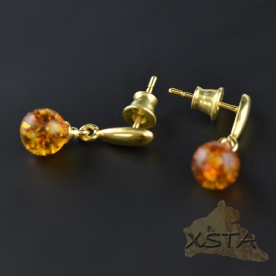  Baltic amber earrings silver-gold